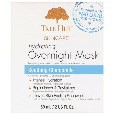 Tree Hut, Skincare, Hydrating Overnight Mask, Soothing Chamomile, 2 fl oz (59 ml):أقنعة مرطبة, قش,ر