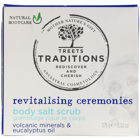Treets, Revitalising Ceremonies, Body Salt Scrub, Refreshing Eucalyptus, 13.22 oz (375 g):مقشر للجسم, دش