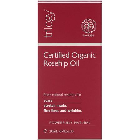 Trilogy, Certified Organic Rosehip Oil, 0.67 fl oz (20 ml):مرطب لل,جه, العناية بالبشرة