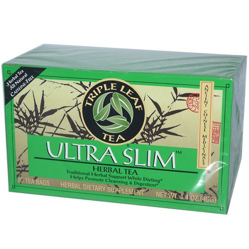 Triple Leaf Tea, Ultra Slim, Herbal Tea, Caffeine-Free, 20 Tea Bags, 1.4 oz (40 g) فوائد