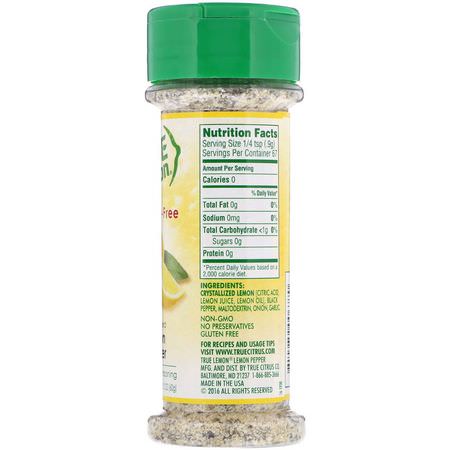 True Citrus, True Lemon, Crystallized Lemon Pepper, Salt-Free, 2.12 oz (60 g):Spice, أعشاب