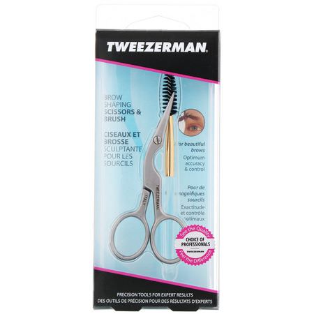 Tweezerman, Brow Shaping Scissors & Brush, 1 Count:إزالة الشعر, الحلاقة