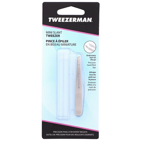 Tweezerman, Mini Slant Tweezer, Classic, 1 Count:إزالة الشعر, الحلاقة
