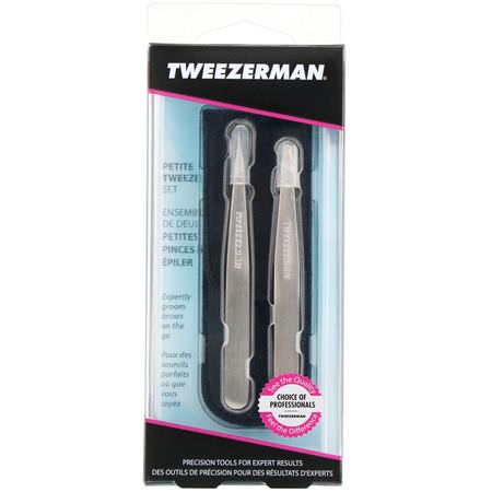 Tweezerman, Petite Tweeze Set with Black Leather Case, 1 Set:إزالة الشعر, الحلاقة