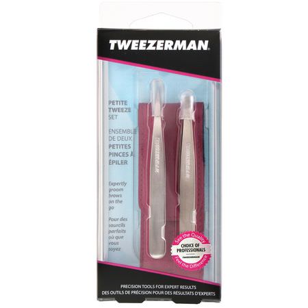 Tweezerman, Petite Tweeze Set with Pink Leather Case, 1 Set:إزالة الشعر, الحلاقة