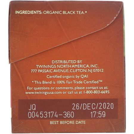 Twinings, 100% Organic Black Tea, Breakfast Blend, 20 Tea Bags, 1.41 oz (40 g):الشاي الأس,د