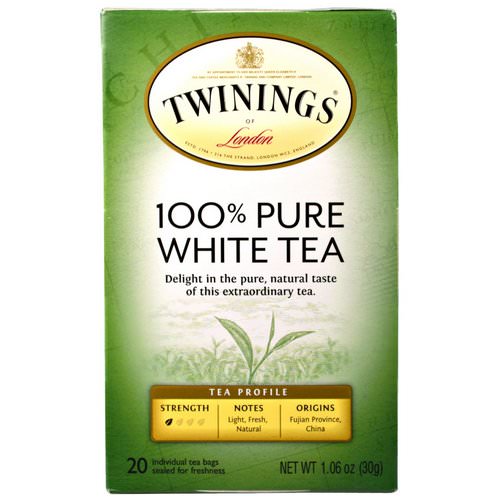 Twinings, 100% Pure White Tea, 20 Tea Bags, 1.06 oz (30 g) Each فوائد