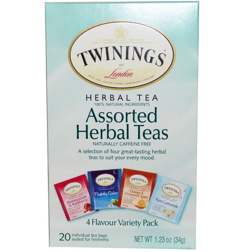 Twinings, Assorted Herbal Teas, Variety Pack, Caffeine Free, 20 Tea Bags, 1.23 oz (34 g) فوائد