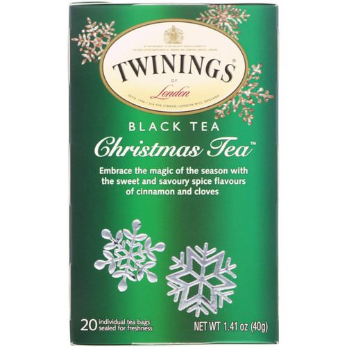Twinings, Black Tea, Christmas Tea, 20 Tea Bags, 1.41 oz (40 g) فوائد