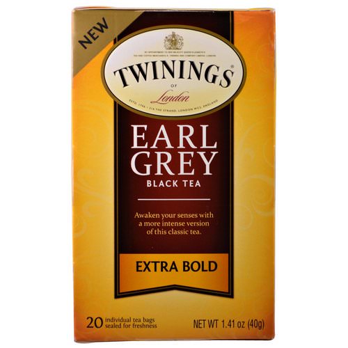 Twinings, Black Tea, Earl Grey, Extra Bold, 20 Tea Bags - 1.41 oz (40 g) فوائد