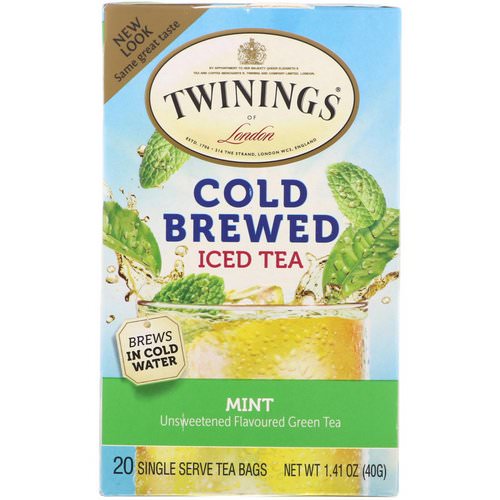Twinings, Cold Brewed Iced Tea, Green Tea with Mint, 20 Tea Bags, 1.41 oz (40 g) فوائد