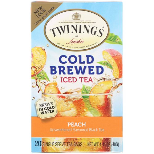 Twinings, Cold Brewed Iced Tea, Peach, 20 Tea Bags, 1.41 oz (40 g) فوائد
