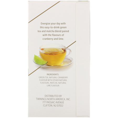 Twinings, Energize Herbal Tea, Matcha, Cranberry & Lime, 18 Tea Bags, 1.27 oz (36 g):شاي ماتشا