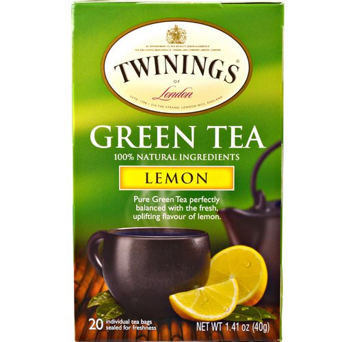 Twinings, Green Tea, Lemon, 20 Tea Bags - 1.41 oz (40 g) فوائد