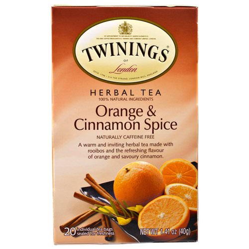 Twinings, Herbal Tea, Orange & Cinnamon Spice, Naturally Caffeine Free, 20 Individual Tea Bags, 1.41 oz (40 g) فوائد