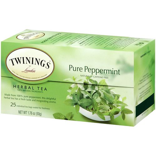 Twinings, Herbal Tea, Pure Peppermint, Caffeine Free, 25 Tea Bags, 1.76 oz (50 g) فوائد