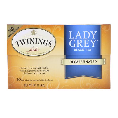 Twinings, Lady Grey Black Tea, Decaffeinated, 20 Tea Bags, 1.41 oz (40 g) فوائد
