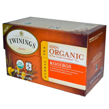 Twinings, Organic Herbal Tea, Rooibos, 20 Tea Bags, 1.27 oz (36 g):شاي الأعشاب, شاي Rooibos