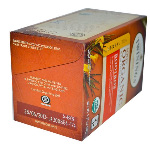 Twinings, Organic Herbal Tea, Rooibos, 20 Tea Bags, 1.27 oz (36 g) فوائد