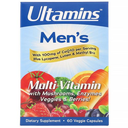 Ultamins, Men's Multi-Vitamin with CoQ10, Mushrooms, Enzymes, Veggies & Berries, 60 Veggie Capsules فوائد