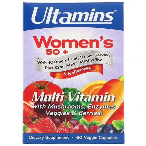 Ultamins, Women's 50+ Multi-Vitamin with CoQ10, Mushrooms, Enzymes, Veggies & Berries, 60 Veggie Capsules فوائد