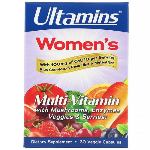 Ultamins, Women's Multi-Vitamin with CoQ10, Mushrooms, Enzymes, Veggies & Berries, 60 Veggie Capsules فوائد