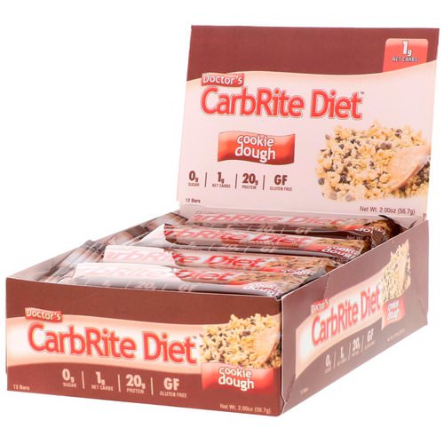 Universal Nutrition, Doctor's CarbRite Diet, Cookie Dough, 12 Bars, 2 oz (56.7 g) Each فوائد