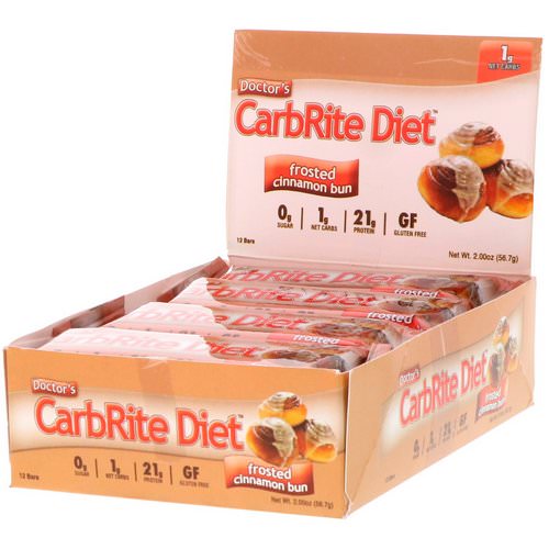 Universal Nutrition, Doctor's CarbRite Diet, Frosted Cinnamon Bun, 12 Bars, 2.00 oz (56.7 g) Each فوائد