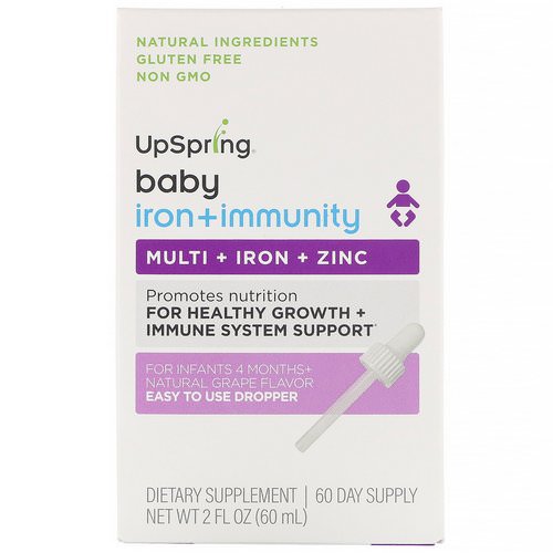 UpSpring, Iron + Immunity, Baby, Natural Grape, 2 fl oz (60 ml) فوائد