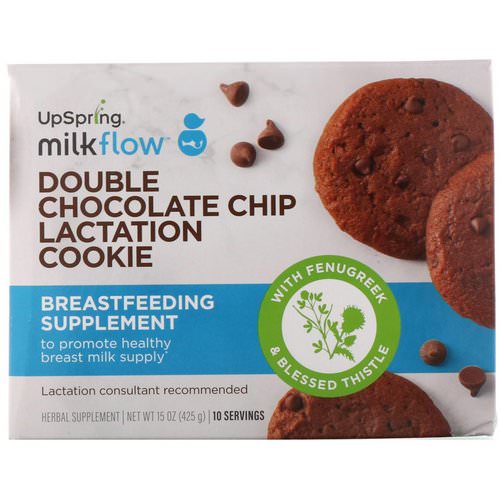 UpSpring, Milkflow, Lactation Cookies, Double Chocolate Chip, 10 Packets, 2 Cookies Each فوائد