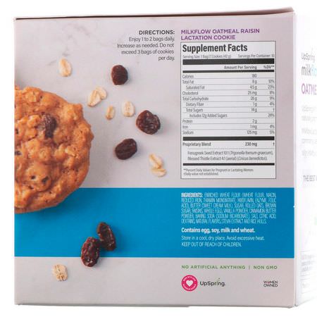 UpSpring, Milkflow, Lactation Cookies, Oatmeal Raisin, 10 Packets, 2 Cookies Each:دعم الرضاعة, أم,مة