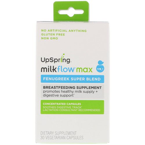 UpSpring, Milkflow Max, Fenugreek Super Blend, 30 Vegetarian Capsules فوائد