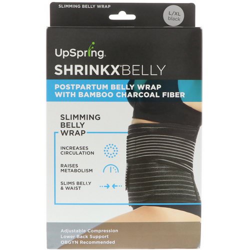 UpSpring, Shrinkx Belly, Postpartum Belly Wrap With Bamboo Charcoal Fiber, Size L/XL, Black فوائد