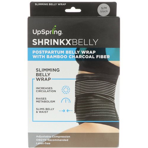 UpSpring, Shrinkx Belly, Postpartum Belly Wrap With Bamboo Charcoal Fiber, Size S/M, Black فوائد