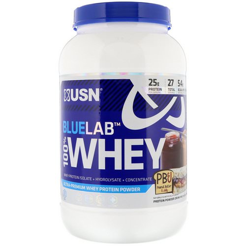 USN, BlueLab, 100% Whey, Peanut Butter & Jelly, 2 lbs (907.2 g) فوائد