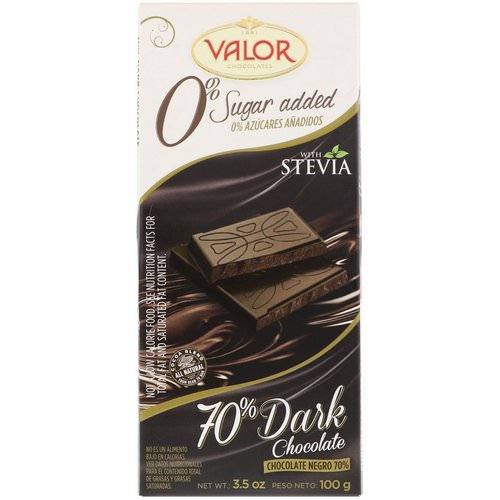 Valor, 0% Sugar Added, 70% Dark Chocolate, 3.5 oz (100 g) فوائد
