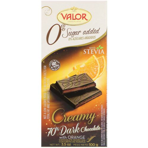 Valor, 0% Sugar Added, Creamy 70% Dark Chocolate, with Orange, 3.5 oz (100 g) فوائد