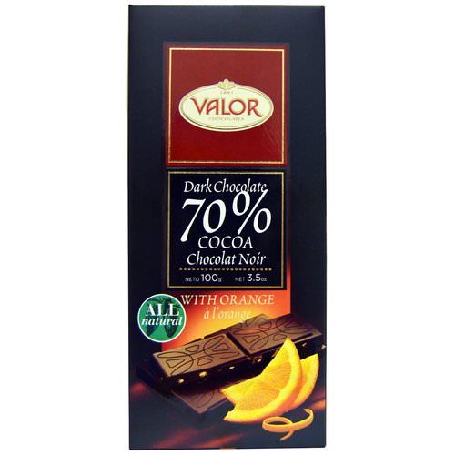 Valor, Dark Chcocolate, 70% Cocoa, With Orange, 3.5 oz (100 g) فوائد