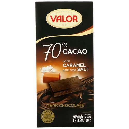 Valor, Dark Chocolate, 70% Cacao, With Caramel and Sea Salt, 3.5 oz (100 g) فوائد