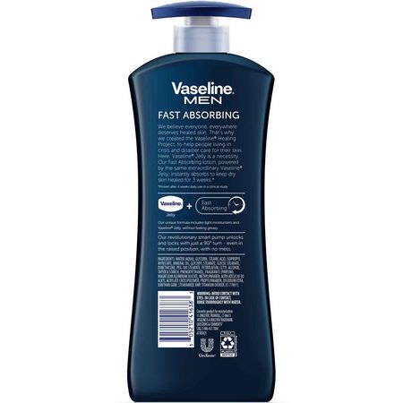Vaseline, Men, Fast Absorbing Body & Face Lotion, 20.3 fl oz (600 ml):غس,ل للرجال, العناية بالرجل للرجال