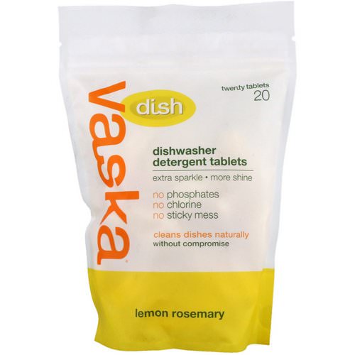 Vaska, Dish, Dishwasher Detergent Tablets, Lemon Rosemary, 20 Tablets فوائد