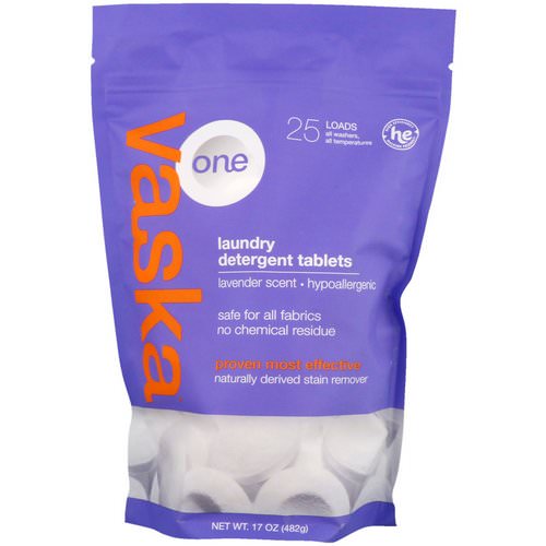 Vaska, One, Laundry Detergent Tablets, Lavender Scent, 25 Loads, 17 oz (482 g) فوائد