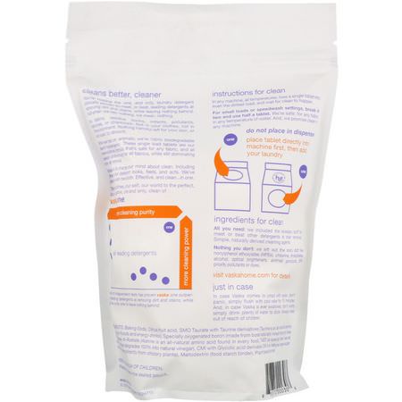Vaska, One, Laundry Detergent Tablets, Scent Free, 25 Loads, 17 oz (482 g):المنظفات, الغسيل