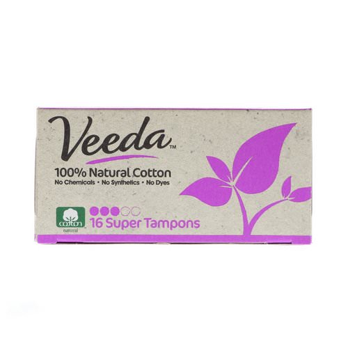 Veeda, 100% Natural Cotton Tampon, Super, 16 Tampons فوائد