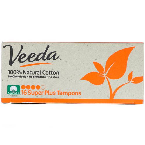Veeda, 100% Natural Cotton Tampon, Super Plus, 16 Tampons فوائد