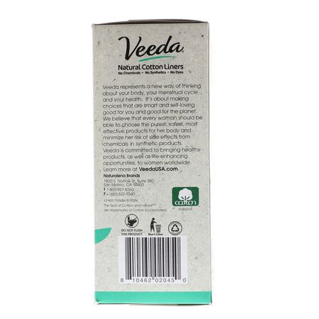 Veeda, Natural Cotton Liners, Unscented, 40 Liners:بطانة الملابس الداخلية, النظافة الأنثوية