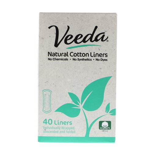 Veeda, Natural Cotton Liners, Unscented, 40 Liners فوائد