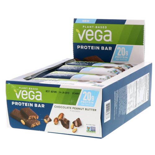 Vega, Protein Bar, Chocolate Peanut Butter, 12 Bars, 2.5 oz (70 g) Each فوائد