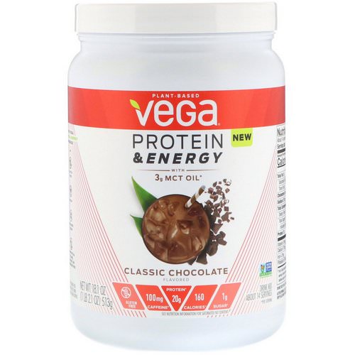 Vega, Protein & Energy with 3 g MCT Oil, Classic Chocolate, 1.1 lbs (513 g) فوائد