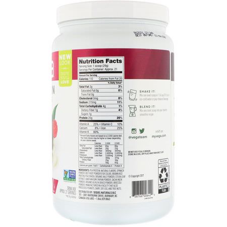 Vega, Protein & Greens, Berry Flavored, 1.34 lbs (609 g):البر,تين النباتي, المصنع